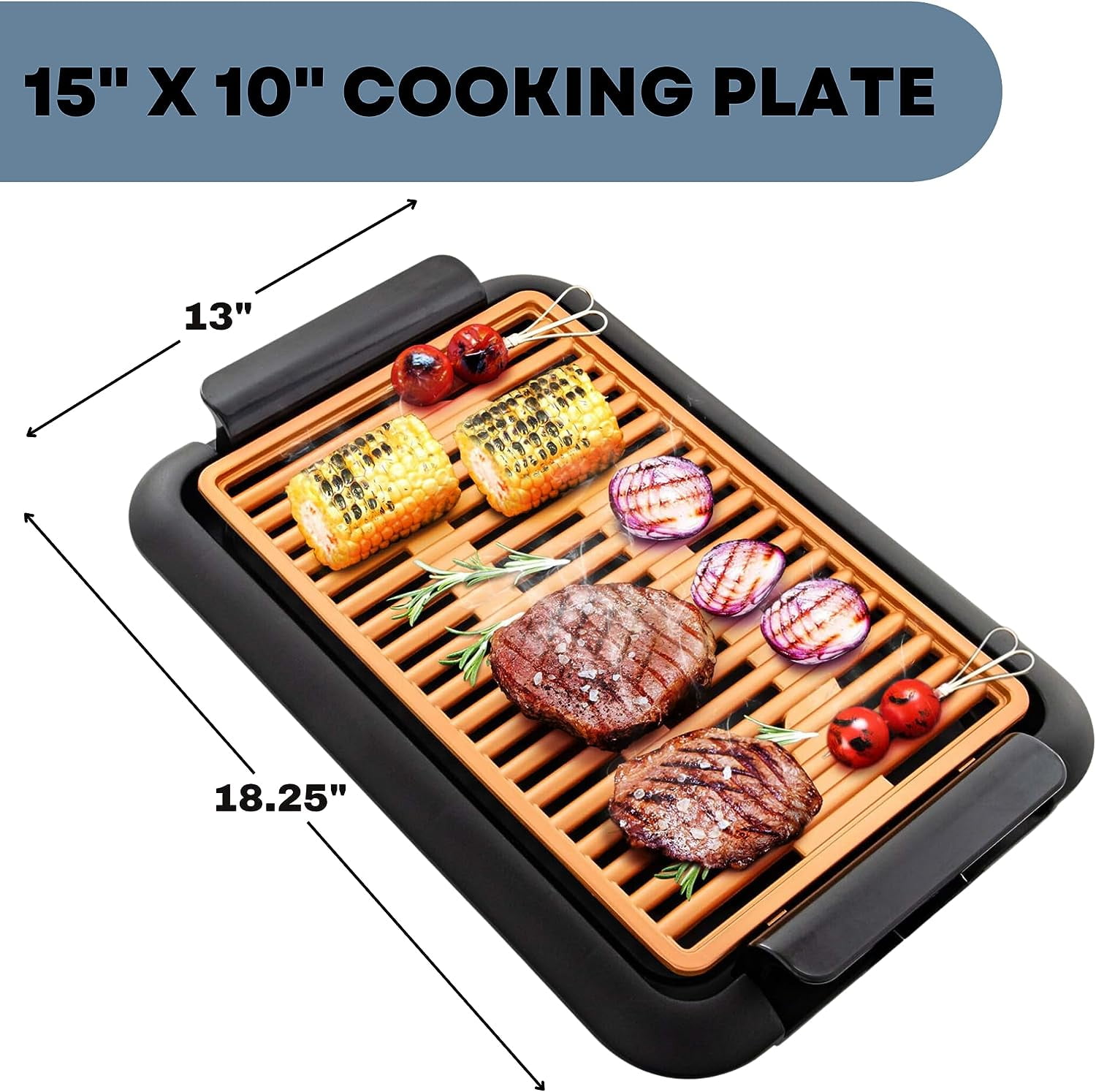 ITOPFOX 1300-Watt Electric Grill Non-stick Coated Plate with 8 Mini Pans  Stepless Temperature Control Metal plus Plastic, Black H2SA10OT096 - The  Home Depot