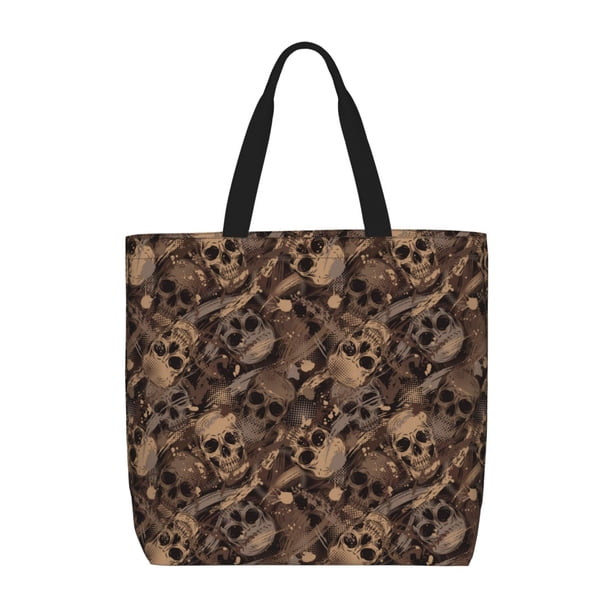 Easygdp Brown Camouflage Skull Bolsa Tote para Mujer, Bolso de Hombro para Trabajo, Playa, Viajes, Compras y Supermercado