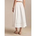 thumbnail image 3 of White 2 100% Cotton A-Line Midi Skirt With Lace Hem And Side Pockets, 3 of 8