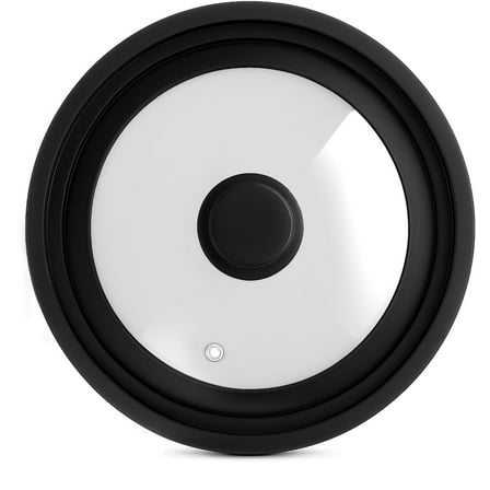 Large Silicone & Glass Universal Lid (10.5 to 12 Inches) - BPA-Free Silicone Lid with Stay Cool Handle & Tempered Glass Top - Dishwasher Safe - Universal Lid for Pots, Pans, Skillets, Cast Iron