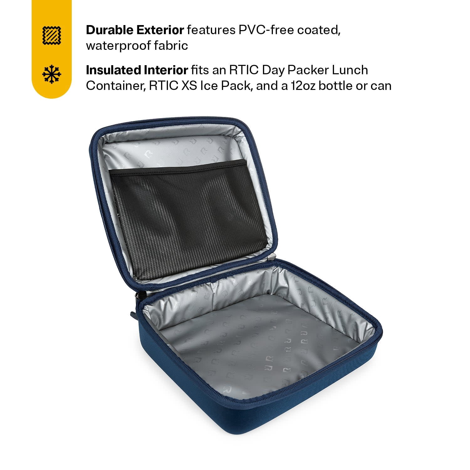 RTIC Day Packer Lunch Box, Insulated Lunch Container, Zipper Closure, Waterproof Fabric Navy & Denim