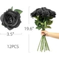 thumbnail image 7 of Zukuco 12 PCS Rose Artificial Flowers, Fake Roses Realistic Silk Roses with Single Stems, Faux Roses Bouquet for Wedding Centerpieces Halloween Party Home Table Decorations (Black), 7 of 7