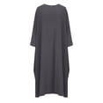 thumbnail image 4 of Fesfesfes Women Dress Loose Robe Casual Dress Foundation Solid Color Large Dress Long Sleeve Dress or, 4 of 8