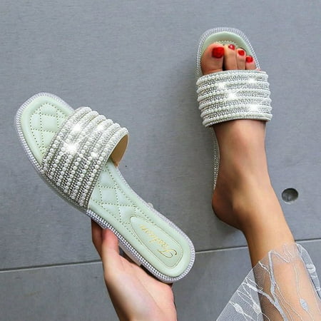 

BRISEZZS Slide Sandals for Women- Open Toe Fashion New Style Casual Plus Summer Flat Slide Sandals #74 Mint Green-40