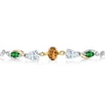 thumbnail image 2 of Gem Stone King 925 Silver and 10K Yellow Gold Red Madeira Citrine White Moissanite Nano Emerald and Lab Grown Diamond Tennis Bracelet for Women By Keren Hanan (1.64 cttw, Adjustable up To 9 inch), 2 of 3