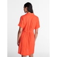 thumbnail image 4 of Time and Tru Women's Linen Pleated Waist Fit And Flare Mini Shirt Dress, Sizes XS-XXXL, 4 of 6