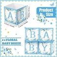 thumbnail image 3 of 6 Pcs Baby Shower Centerpieces for Table Baby Shower Flower Boxes Gender Reveal Party Favor Block Holder Rustic Table Display with Letters for Boy Neutra(Blue,Blue Floral), 3 of 7