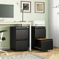 thumbnail image 3 of STANI 2 Drawer File Cabinet on Wheels, Home Office Under-Desk Mobile Filing Cabinet with Lock, Black Metal Vertical Files Organizer for Legal/Letter/A4(Unassembled,Black), 3 of 9