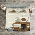 thumbnail image 3 of Ambesonne Cars Quilted Bedspread Set 3 Pcs, Old Fashioned Ride Coffee, Queen Size, Caramel Cocoa White, 3 of 3