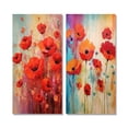 thumbnail image 2 of Designart "Illustration Spring's Red Poppy Blossoms III" Poppies Wall Art Set Of 2 - Traditional Pink Wall Decor Set Of 2, 2 of 6