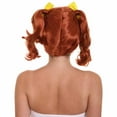 thumbnail image 5 of HPO Adult Women's Red Pigtail Wig – Shoulder-Length Costume Hair with Yellow Ribbons for Halloween, 5 of 9