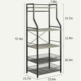 thumbnail image 3 of Towallmark Microwave Stand, 5 Tier Storage Rack With Adjustable Feet Anti Tip Kit, Rustic Engineered Wood Kitchen Shelf, Gray Bakers Rack For Countertop Organization, 3 of 7