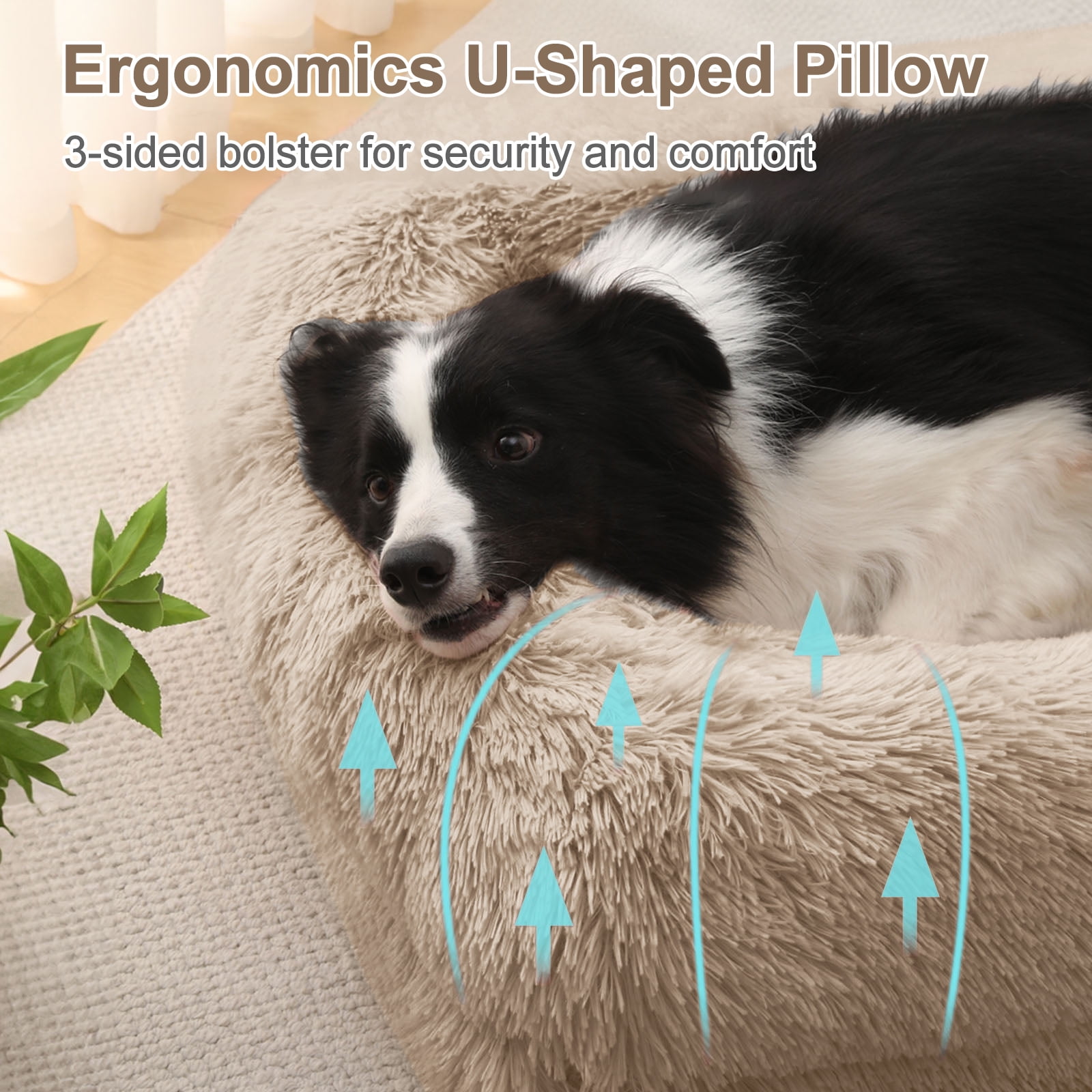 PayUSD Warming Fluffy Orthopedic Dog Beds for Large Dogs,Dog Bed with Plush Thick Egg Foam Support and Non-Slip Bottom, Large Waterproof and Machine Washable Pet Bed Cover