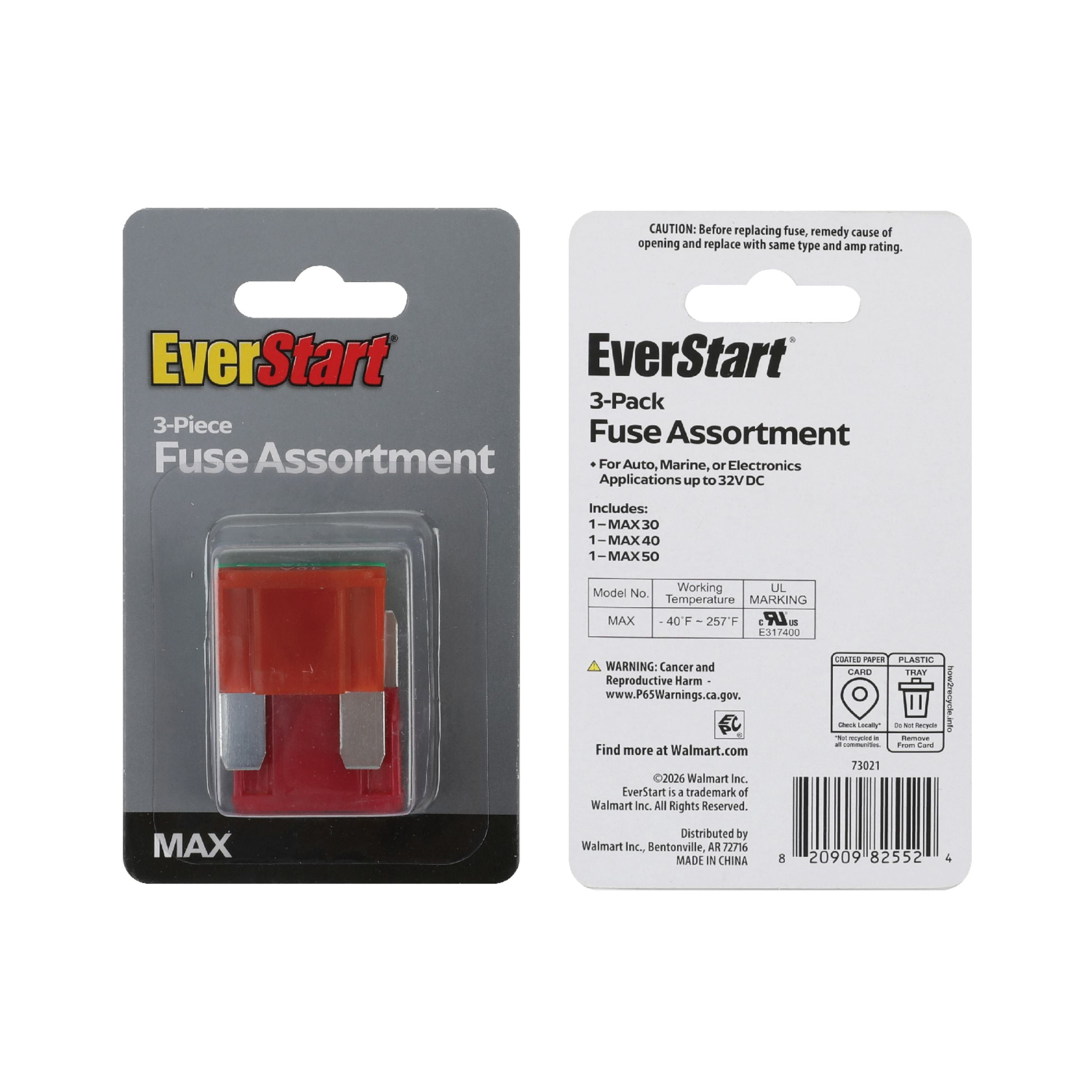 EverStart Maxi High-Power Fuse Assortment, UL Listed, Auto, Marine, and Electronic Applications, 3 Pieces