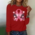 thumbnail image 4 of CLOISE Cancer Shirts for Women Long Sleeve Round Neck Tee Shirts Butterfly Ribbon Pink Breast Cancer Survivor Gifts Blouses Trendy Comfort Tops Cancer Support Fall Clothes Red L, 4 of 4