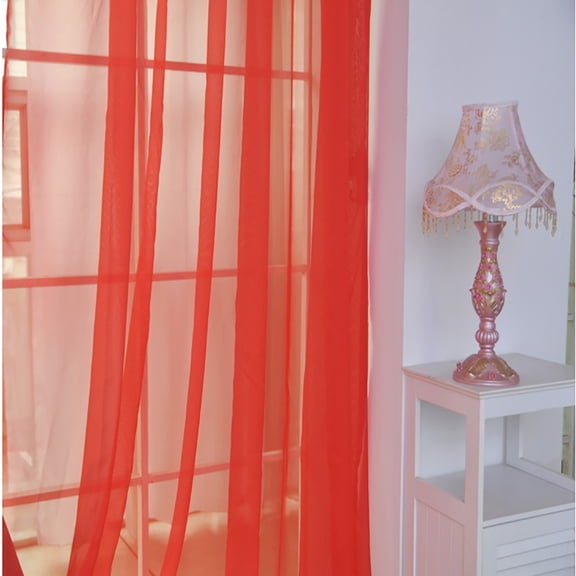 Sheer Voile Window Curtain Panel - Solid Color for Kitchen Bedroom Bathroom, Rod Pocket Semi-Private Drapes