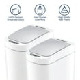 thumbnail image 6 of Nine Stars Automatic Bathroom Trash Can, 2-Gallon Plastic, Motion Sensor Hands-Free Soft-Close Lid Garbage Bin, White 2 pack, 6 of 8