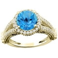 thumbnail image 1 of 14K Yellow Gold Natural Swiss Blue Topaz Ring Round 8mm Diamond Accent, size 10, 1 of 4