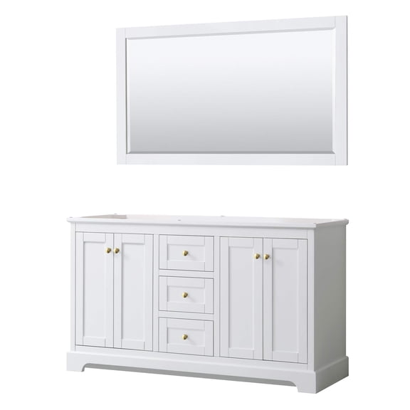 Wyndham Collection 60" Wood Double Bathroom Vanity in White/Brushed Gold