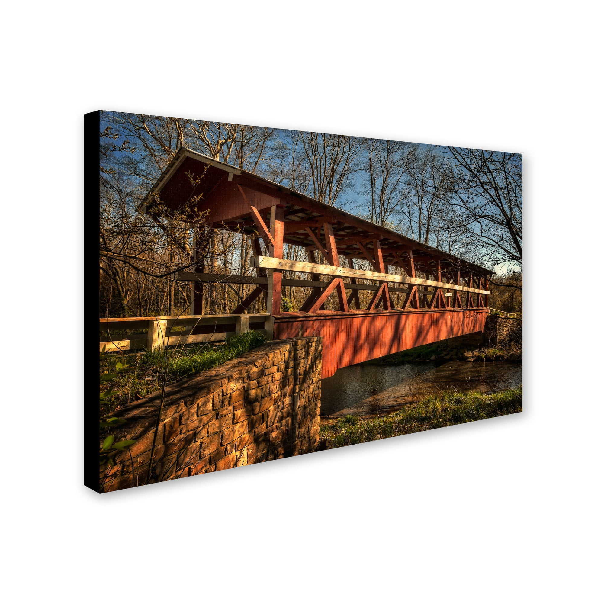 Trademark Fine Art "The Colvin Covered Bridge" Canvas Art by Lois Bryan