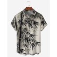 thumbnail image 2 of Camisas hawaianas de verano para hombre, blusas con estampado de plantas, ropa de moda informal, blusas de solapa con estampado de bambú de gran tamaño, camisa masculina, 2 of 4