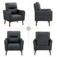 thumbnail image 4 of Modern Faux Leather Accent Club Chair Upholstered Armchair Living Room Single Sofa Wood Legs Black, 4 of 9