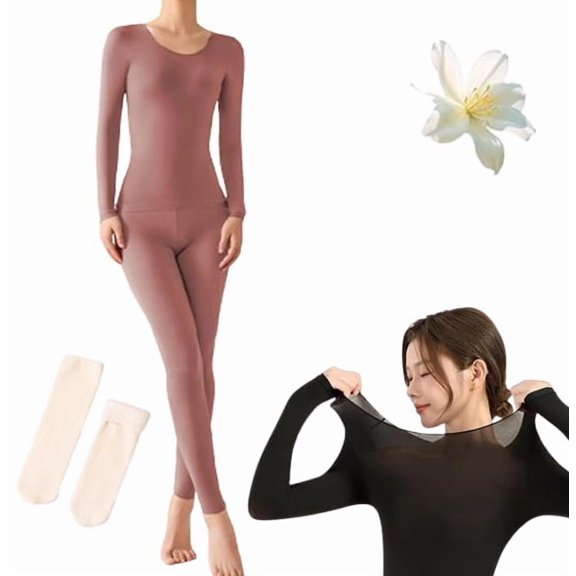 Seamless Elastic Thermal Inner Wear, Breathable Anti Static Set, Ultra-Thin Seamless Soft Elastic Thermal Inner Wear, For Everyday Comfort, Soft Winter Base Layer Set
