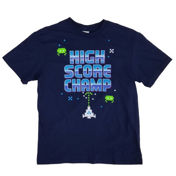 Boys Navy High Score Champ Video Game Graphic T-Shirt Medium