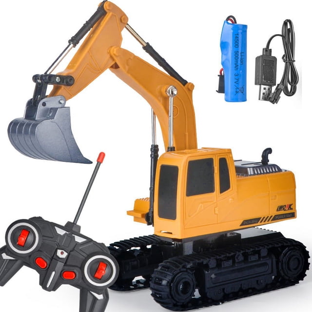 Excavadora de juguete con control remoto, modelo de excavadora eléctrica de simulación grande para niños, excavadora de ingeniería de aleación para niños