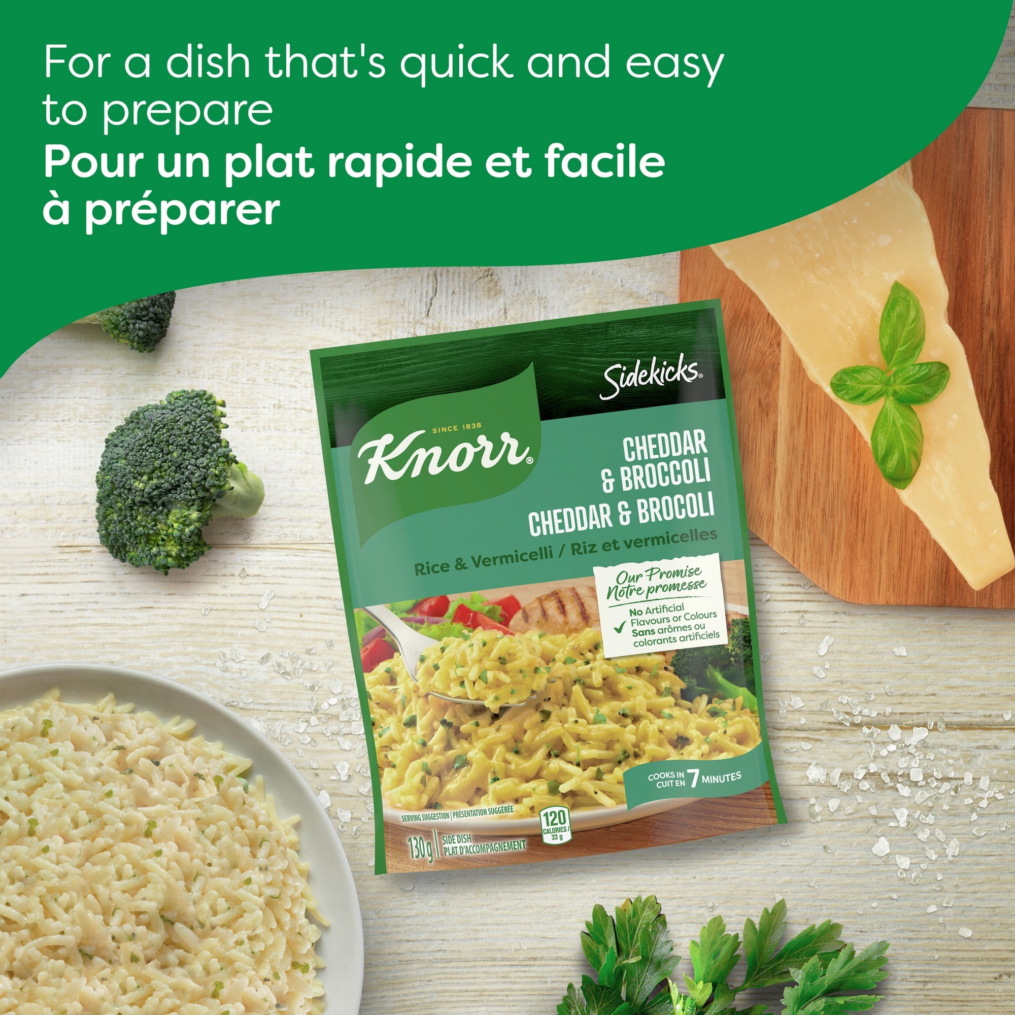 Plats d'accompagnement de Riz Knorr Sidekicks Cheddar & Brocoli 130 g Plats d'accompagnement