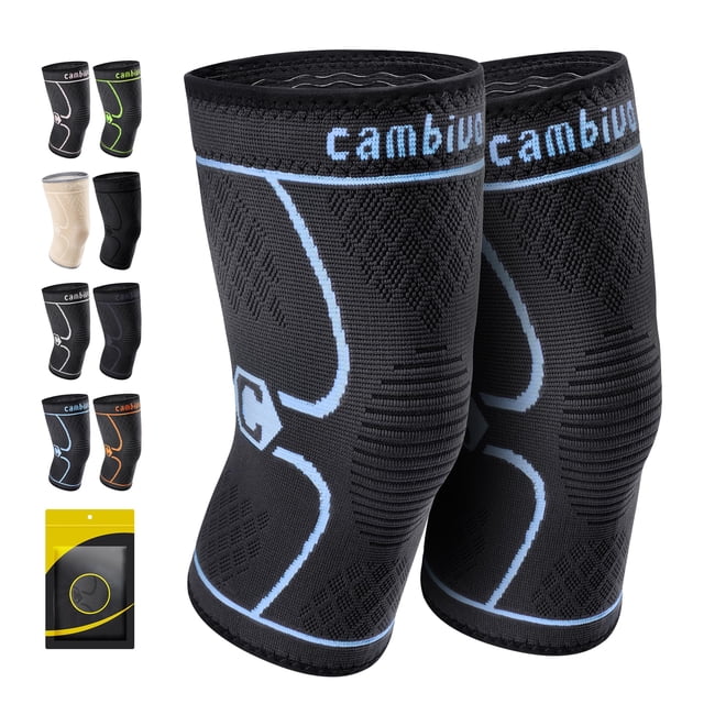 CAMBIVO - Rodilleras de compresión para hombre y mujer (2 unidades), color azul, talla mediana