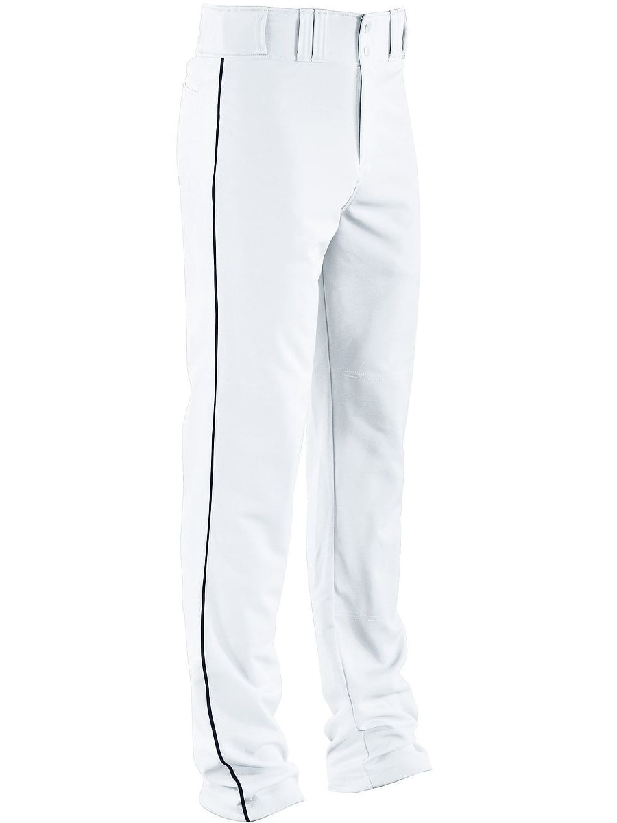 HighFive 315081 Piped Double Knit Baseball PantYouth, White/Navy, S