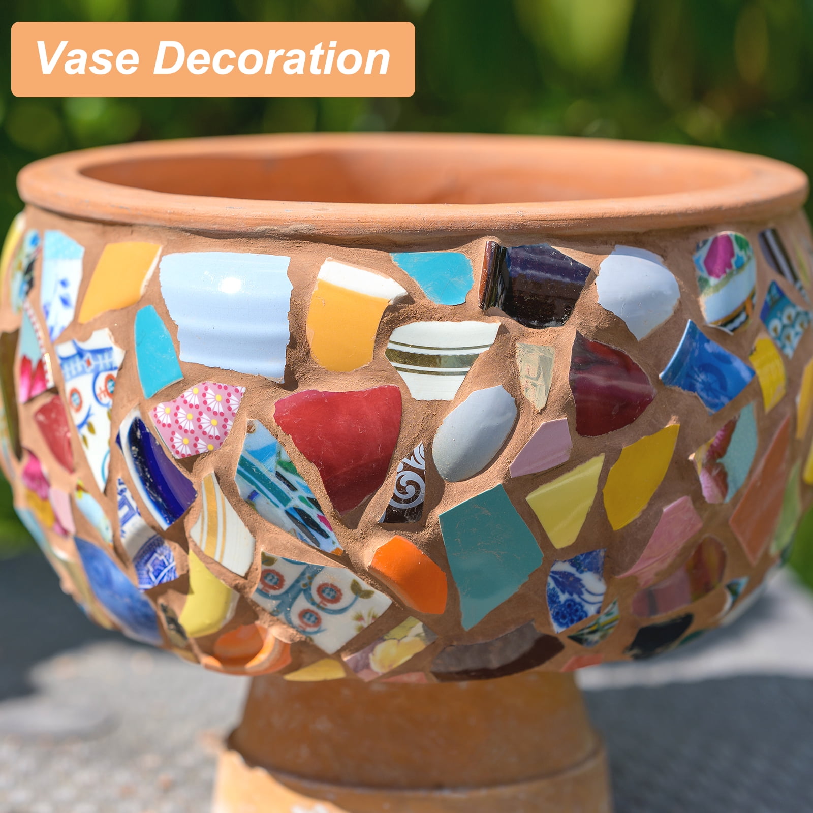 500g/1.1LB Irregular Ceramics Mosaic Tiles, 0.79"-1.57" Mosaic Stained Tile Broken Porcelain Pieces Stones Bulk for DIY Craft Making Vases Home Decoration, Dark Orange