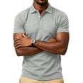 thumbnail image 3 of Homeyce Men's Short Sleeve Polo Shirts Collar Button Down Polo Shirts Fashionable Business Athletic Casual Polo Sweatshirt Solid Color Short Sleeve Golf Shirt,Gray L, 3 of 5