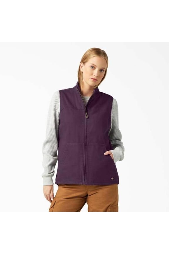Fe700j56 Fleece-Lined Duck Canvas Vest for Ladies - Plum Perfect - L