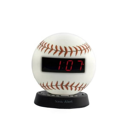 Sonic Alert SBW100BB The Sonic Glow Baseball Alarm Clock with Recorable Alarm & USB Charging (Best Way To Charge Glow In The Dark Items)