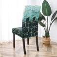 thumbnail image 3 of Chair Covers for Dining Room Set of 4, Spandex Stretch Dining Room Chair Cover, Removable Washable Kitchen Parsons Chair Covers Seat Slipcovers, Teal Cubes, 3 of 6