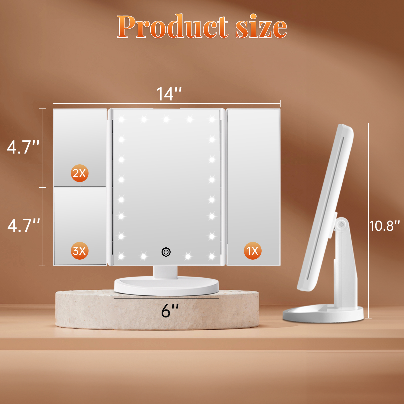 Funtouch Tri-Fold Vanity Mirror with 21 LEDs photo 2