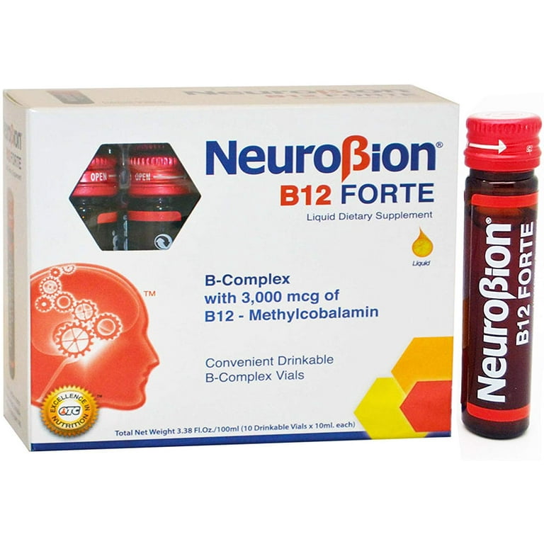 otc b12 injections MT44 Neurobion B12 Forte, 10 Drinkable Vials, 3000 mcg Methylcobalamin,  Liquid Supplement