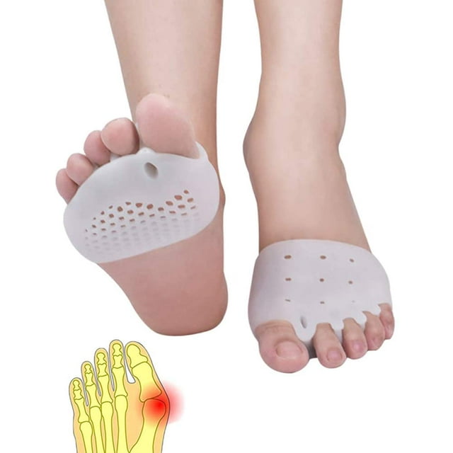 Metatarsal Pads,Toe Separator, Gel Metatarsal Cushion Toe Separators, (4 PCS WHITE) New Material Forefoot Pads, Toe Spacers,Breathable & Soft Gel, Best for Diabetic Feet, Blisters, Forefoot Pain.