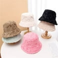 thumbnail image 4 of ZSQDM Women's Fuzzy Bucket Hat Solid Color Warm Plush Fisherman Hat Lei Feng Hat Women beanie Running Hat Scarf ,Hat,& Gloves Migraine Relief Cap, 4 of 4