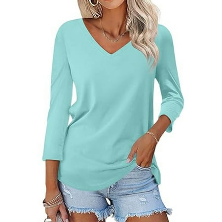 SNKSDGM Womens Shirts Long Sleeve Dressy Casual Women s Fashionable Casual V Neck Slim fit Long Sleeved Base Shirt Printed Top Round Neck Shirt Women s T Shirt Going Out Tops for Women Lace Bodysuit