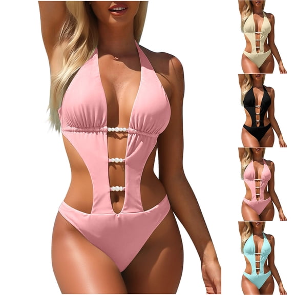 HBGVBA Women's 1 Piece Swimsuit,Bathing Suits for Summer,Elegant Lace-Up Back Swimsuit