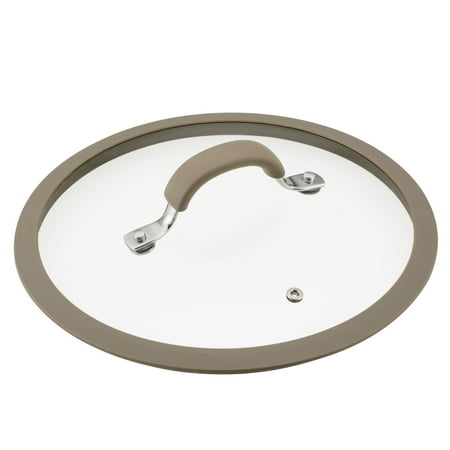 Rachael Ray Cook + Create 10 inch Silicone Rimmed Glass Lid, Taupe
