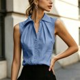 thumbnail image 6 of Miluxas Women's Sleeveless Button Down Blouse Collared Pleated Front Loose Tunic Shirts Work office Casual Tank Tops Lightweight Summer Outfit Blue, 6 of 9