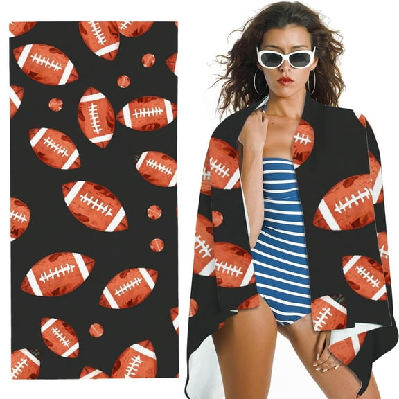 RKSupls American Football Pattern Microfiber Beach Towel, Extra Large Quick Dry Lightweight Absorbent Towel for Travel Swimming Camping, Soft Super Absorbent- 30x60 in