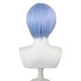 thumbnail image 3 of Peluca sintética corta azul claro para cosplay de 25 cm con flequillo lateral, 3 of 3