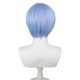 thumbnail image 3 of Peluca sintética corta azul claro para cosplay de 25 cm con flequillo lateral, 3 of 3
