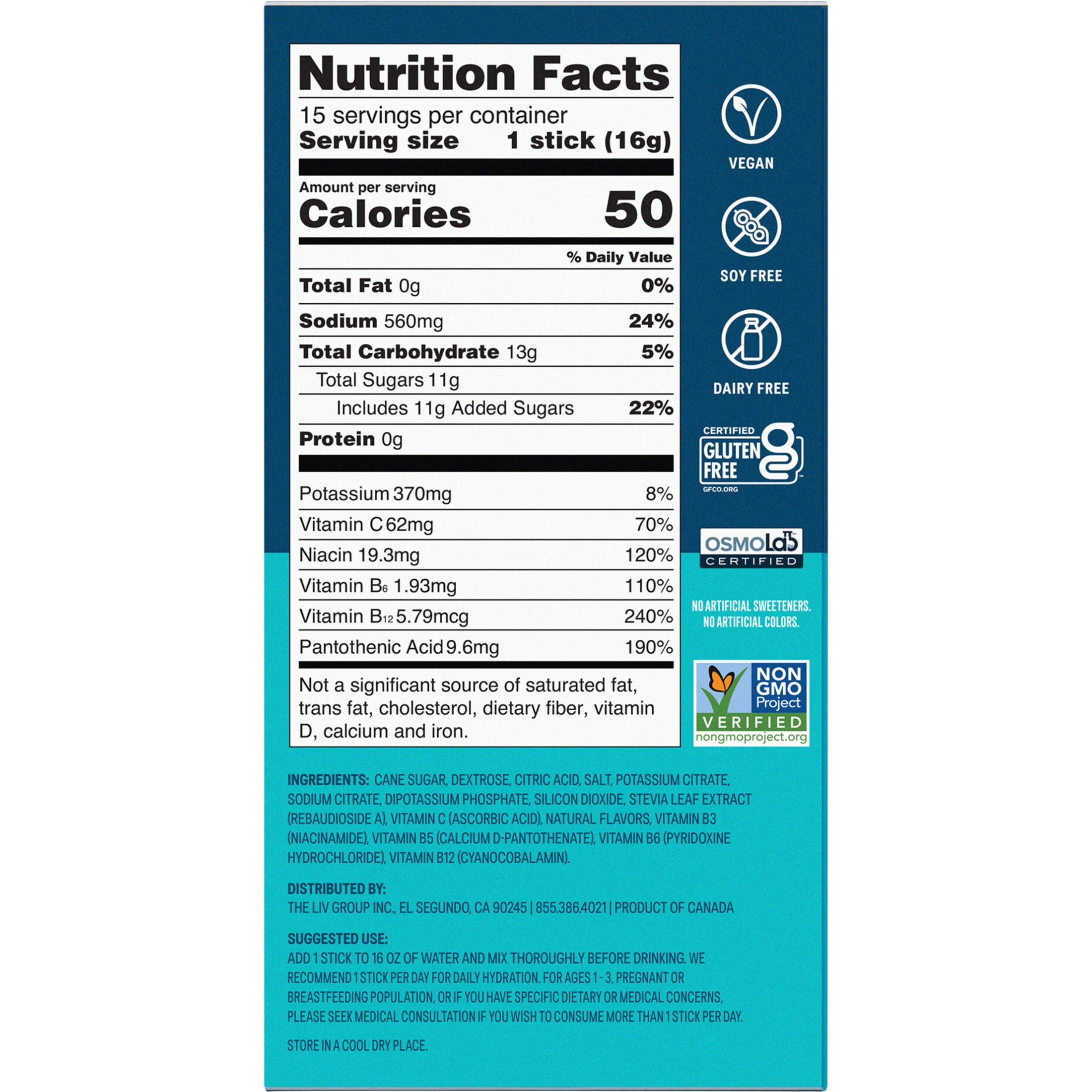 Liquid I.V.® Lemon Lime Hydration Multiplier® Powdered Electrolyte Drink Mix, 15 Count Packets