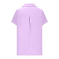 thumbnail image 6 of AherBiu Plus Size Tops for Women Half Button Lapel V Neck Short Sleeve Cotton Linen Shirts Lightweight Summer Casual Blouse, 6 of 7